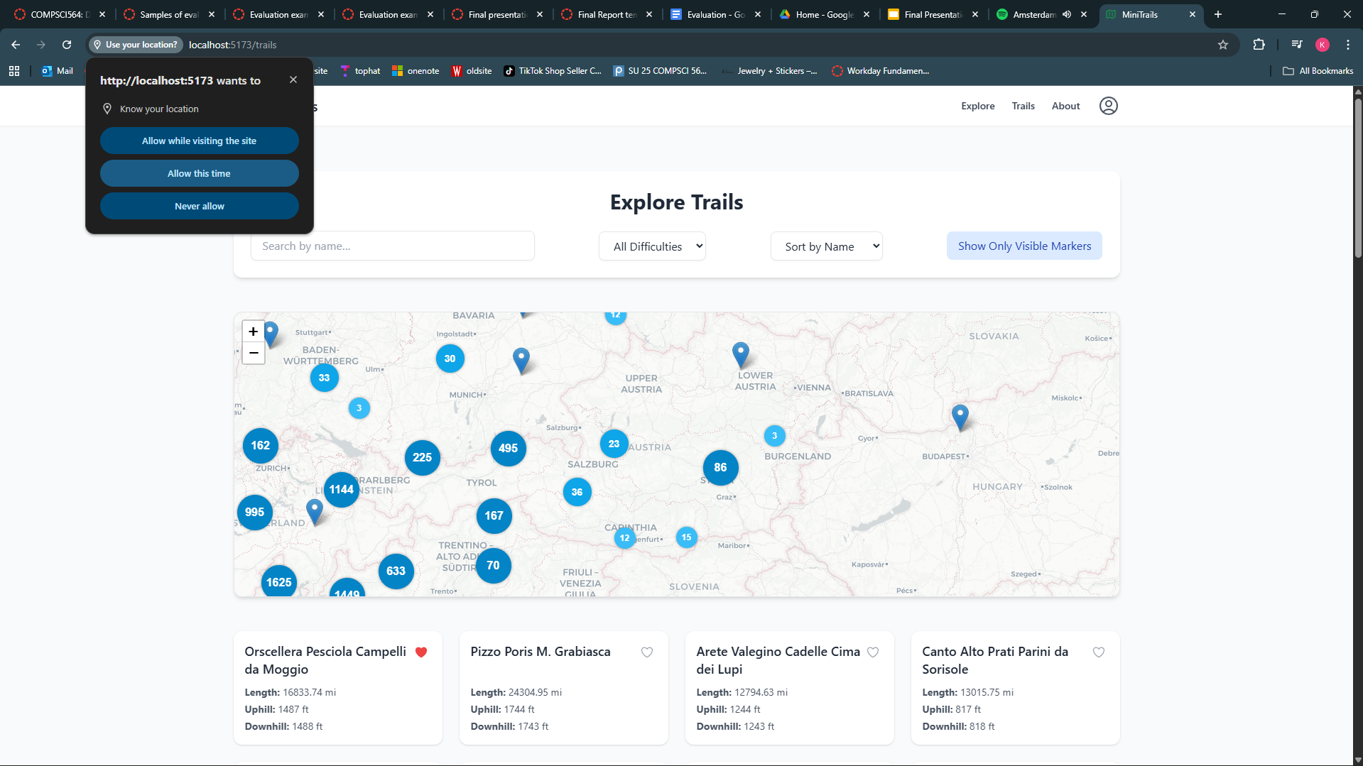 Location app map UI