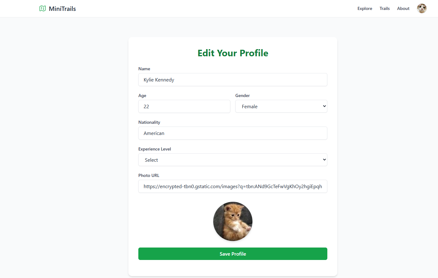 Profile screen design